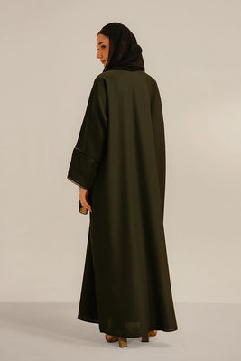 Basic Pleat Abaya Set | Dark Green