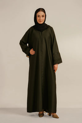 Basic Pleat Abaya Set | Dark Green