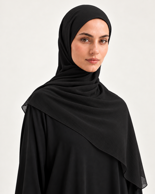 BLACK CRINKLE SCARF