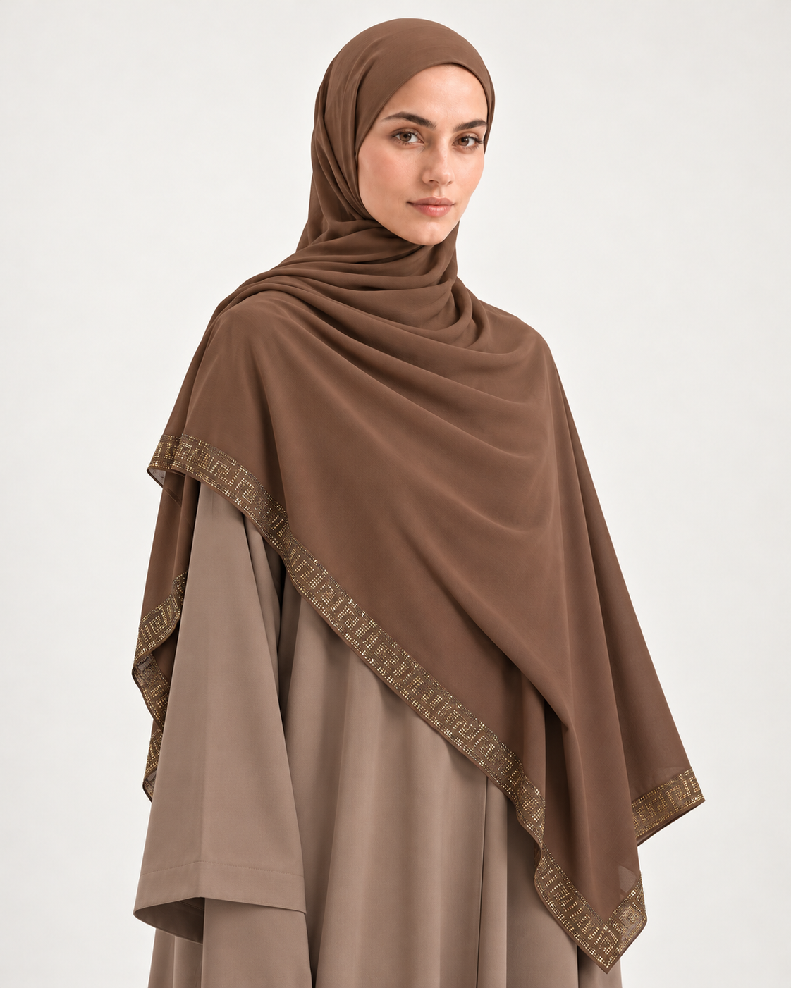 BROWN EMBELLISHED SHAWL