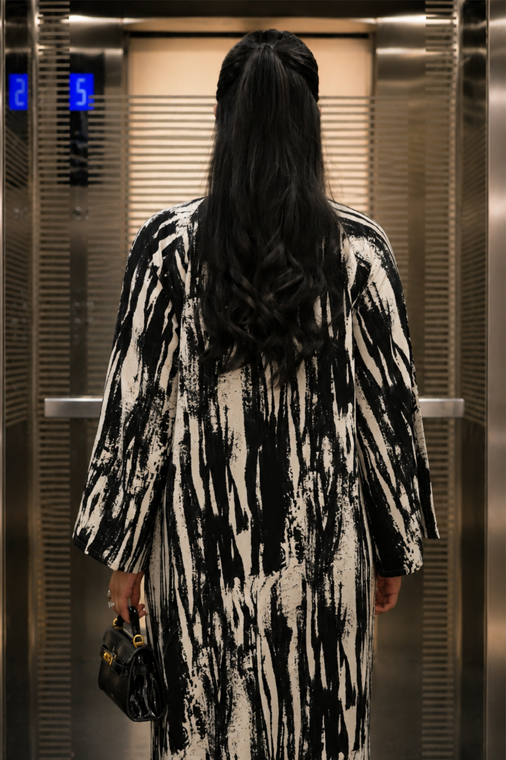 Monochrome Brush Kaftan