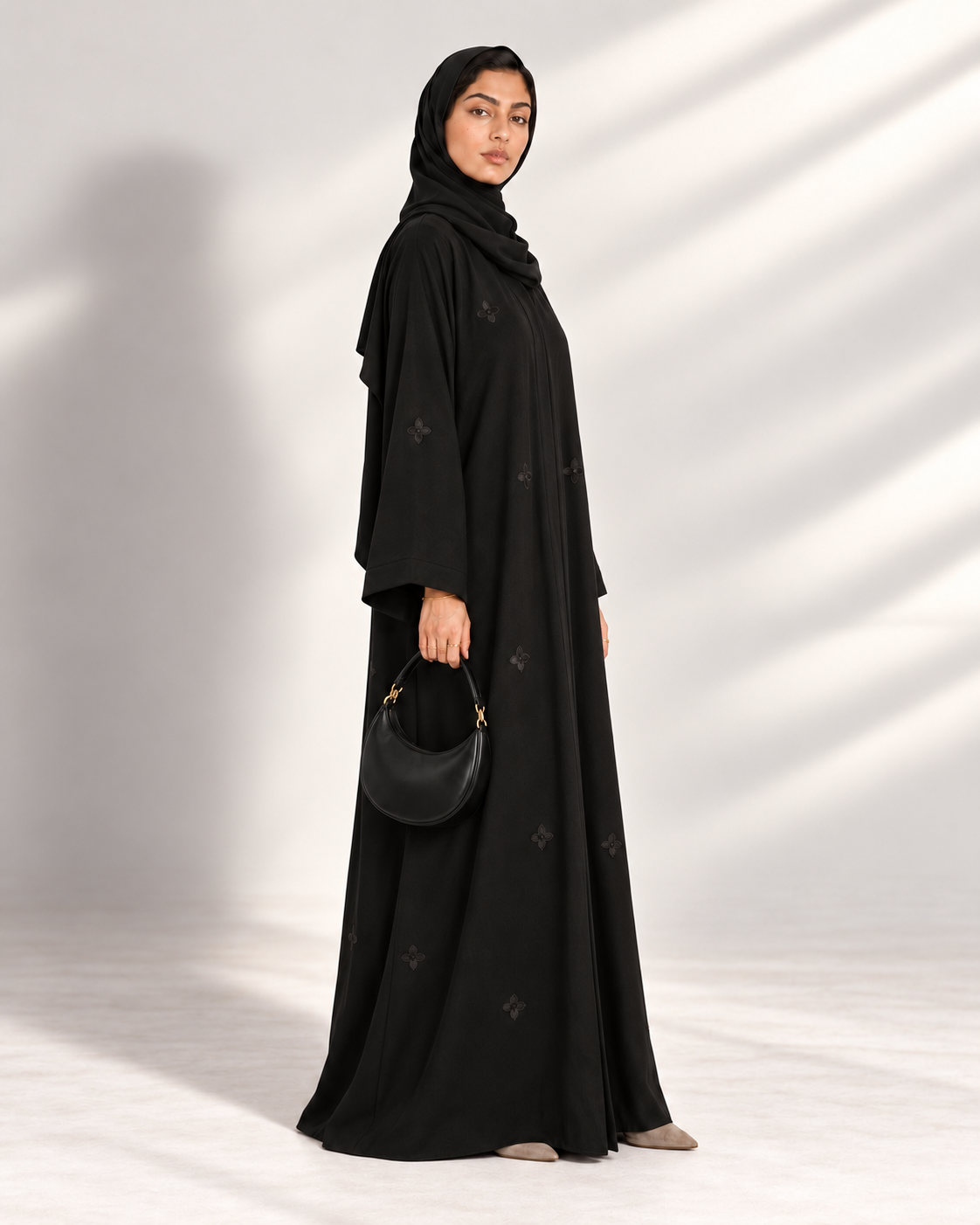 The Black Petal Abaya