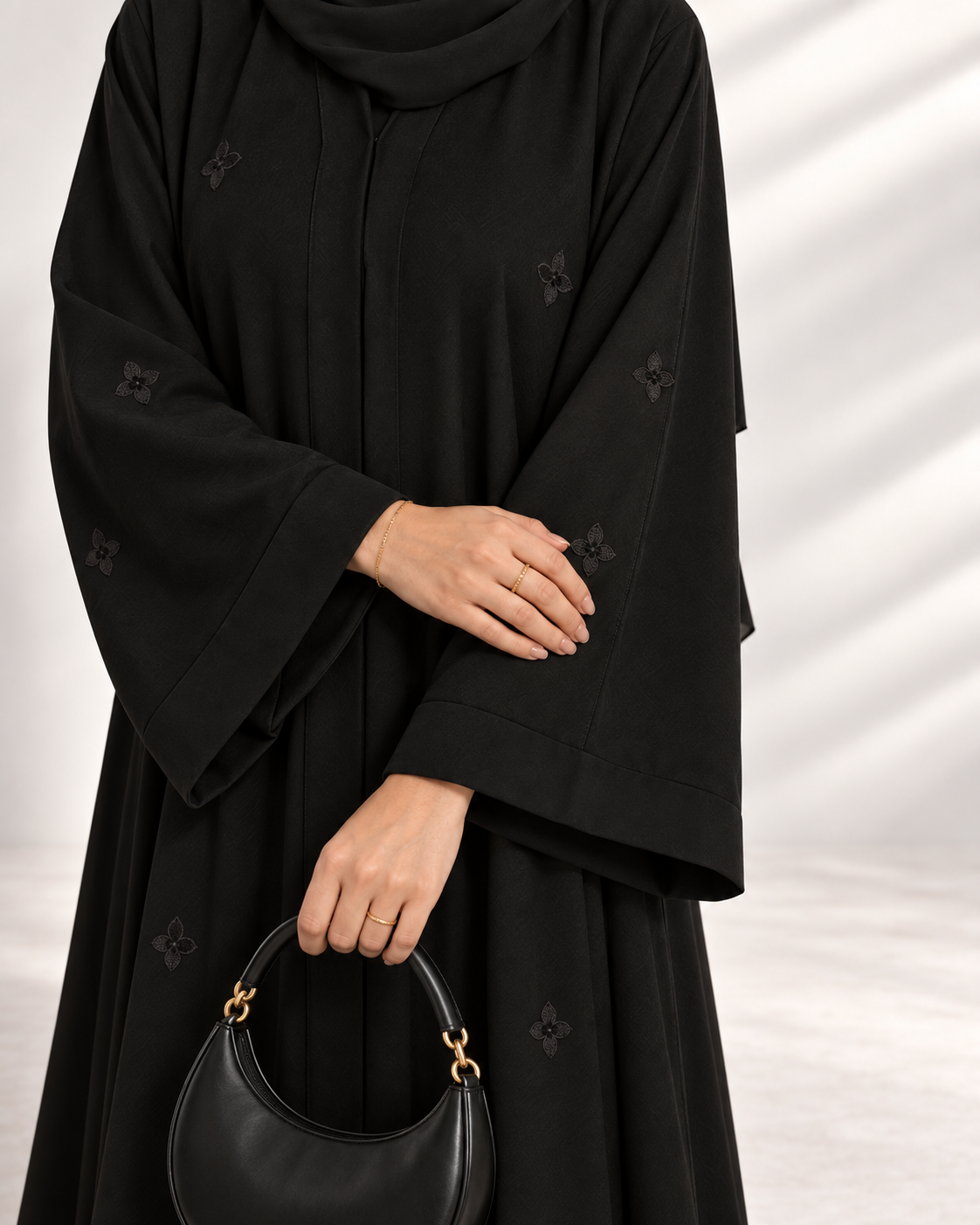 The Black Petal Abaya