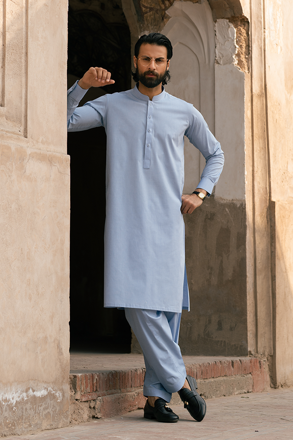 Light-Blue Cotton | Shalwar Kameez