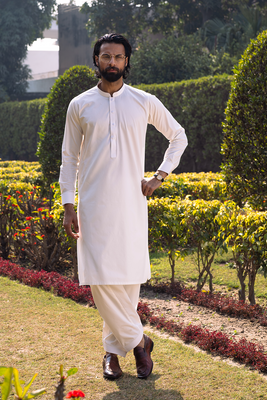 Off-White Cotton | Shalwar Kameez