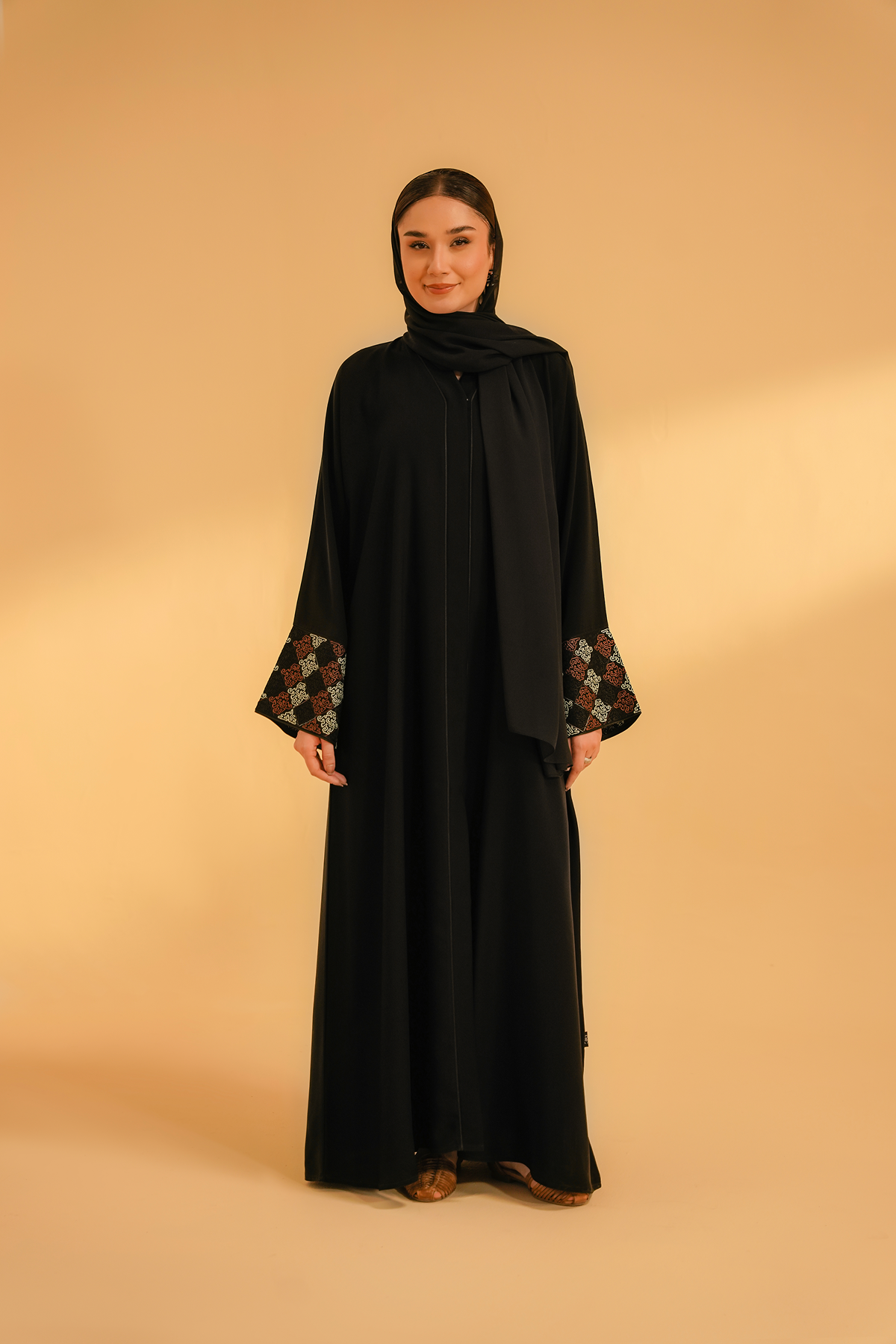 Cuff Embroidered Abaya | Black