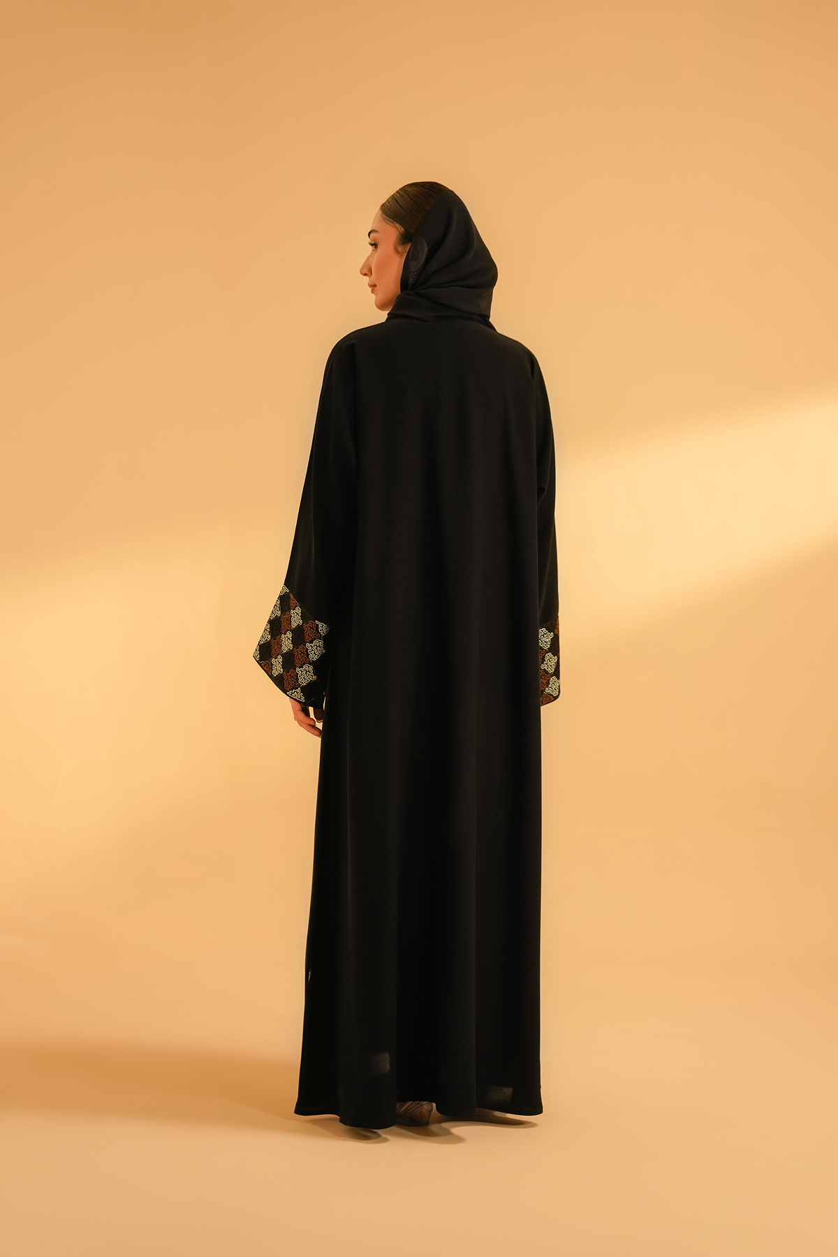 Cuff Embroidered Abaya | Black