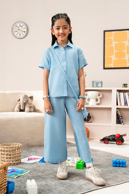 Girls - Textured Co-ords | Sky Blue