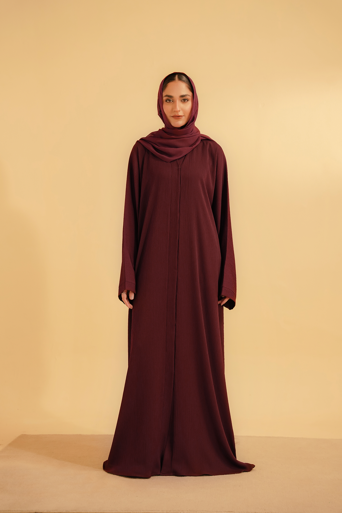 Textured Abaya | Maroon
