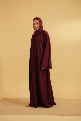 Textured Abaya | Maroon