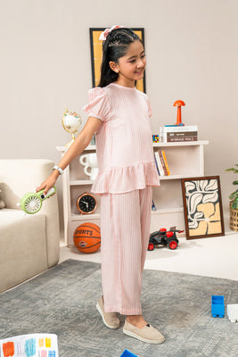 Girls - Striped Co-ords | Pink