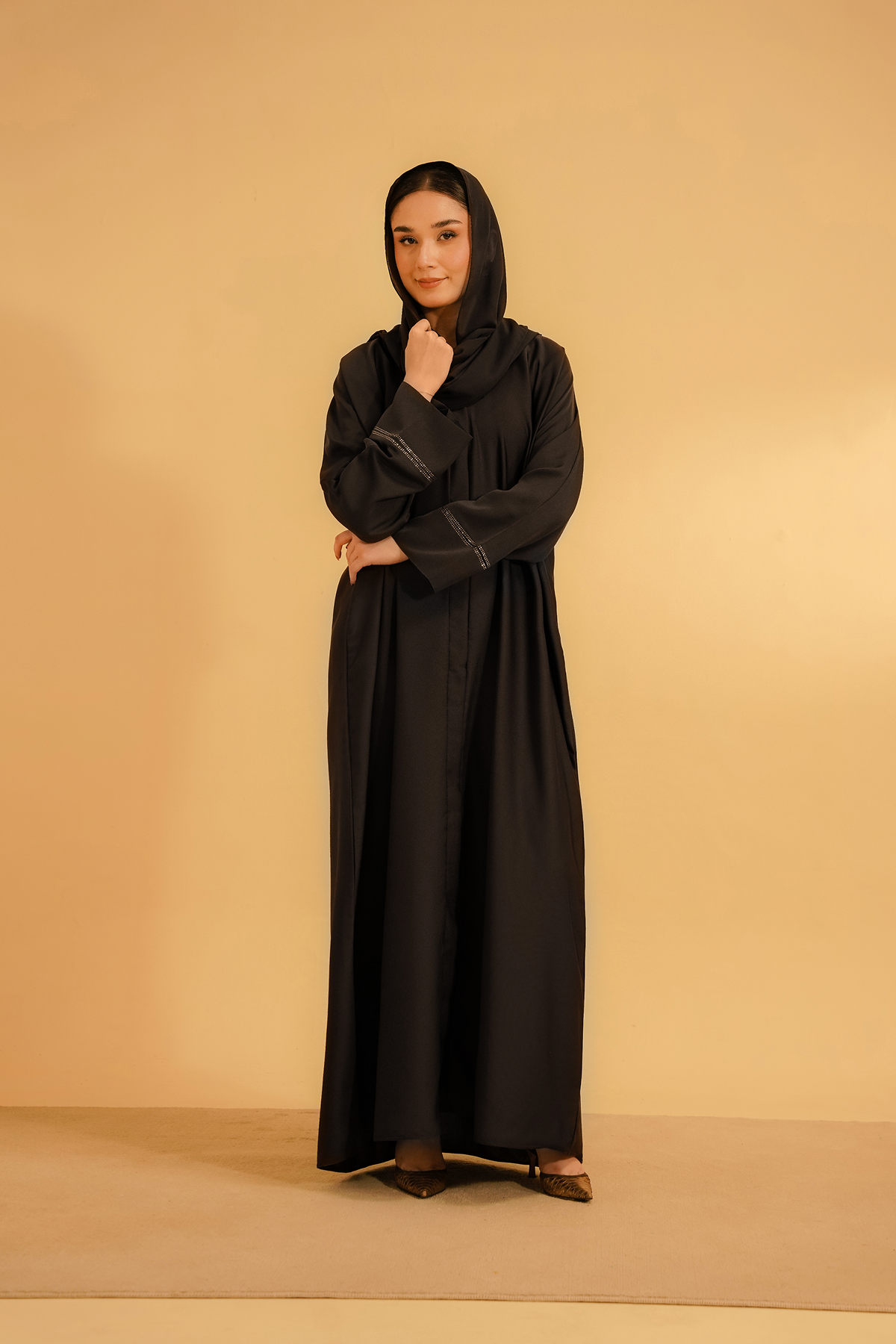 Basic Diamante Abaya | Brown