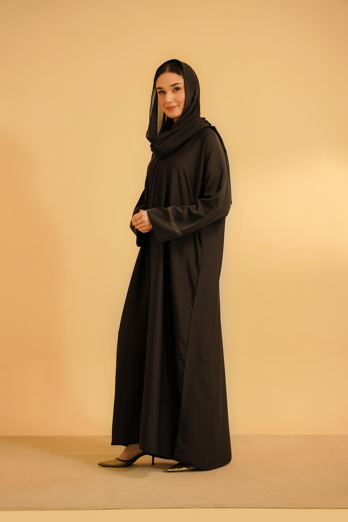 Basic Diamante Abaya | Brown