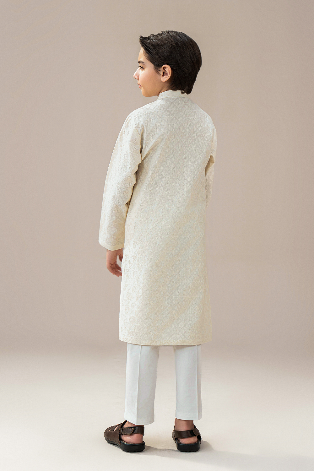 Off-White Chikankari | Kids-Kurta Trouser