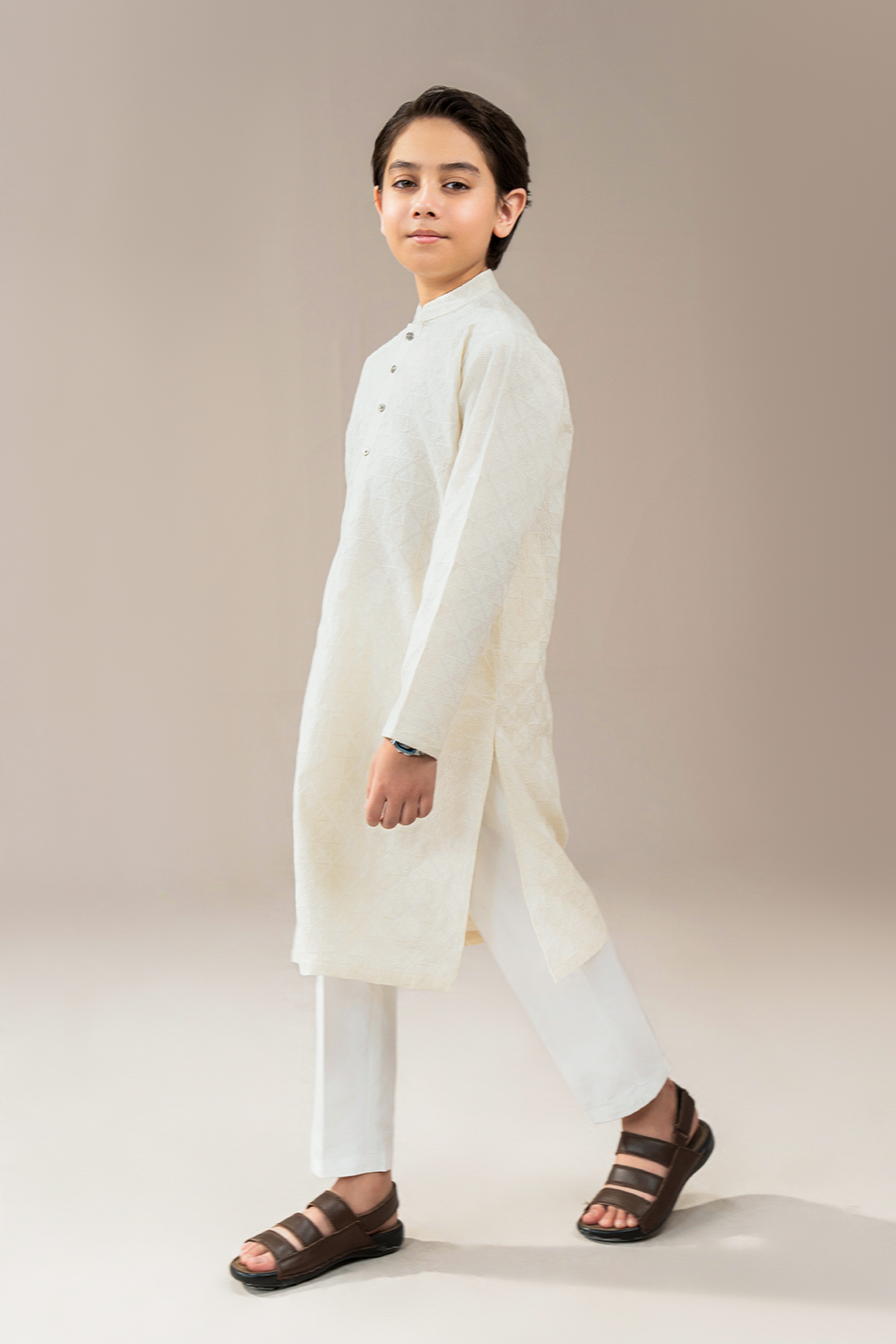 Off-White Chikankari | Kids-Kurta Trouser