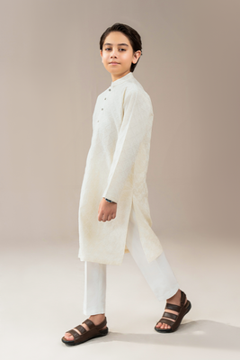 Off-White Chikankari | Kids-Kurta Trouser