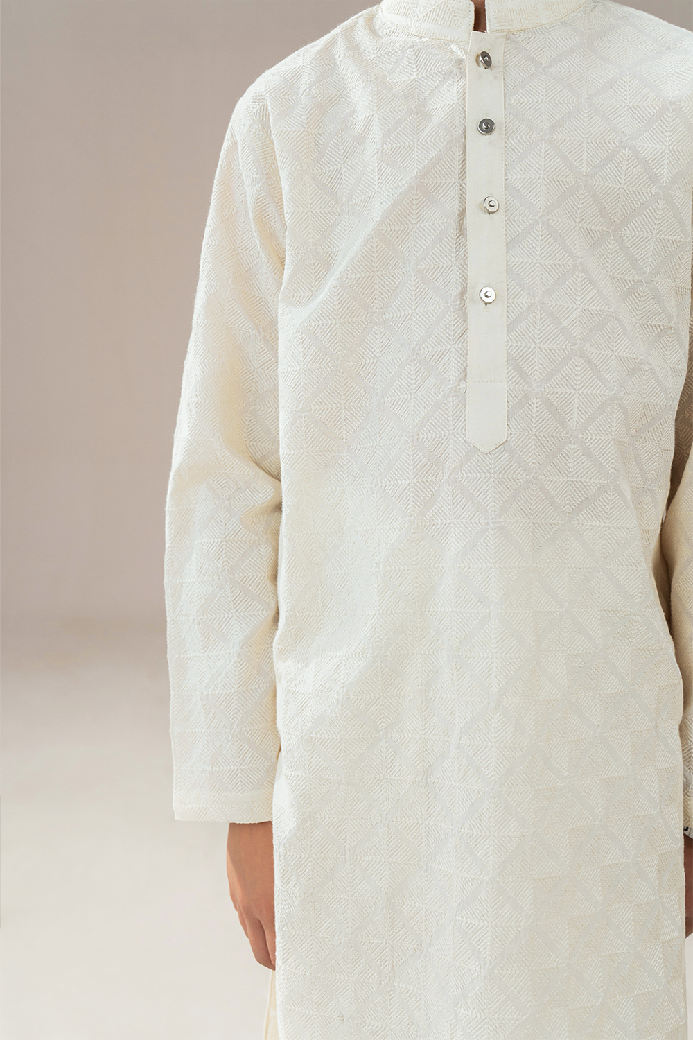 Off-White Chikankari | Kids-Kurta Trouser
