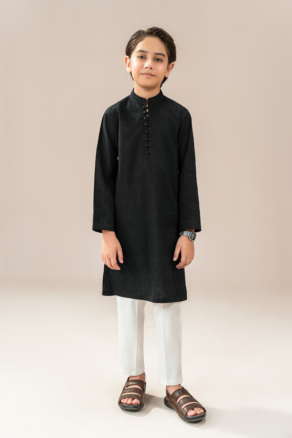 Black Chikankari | Kids-Kurta Trouser