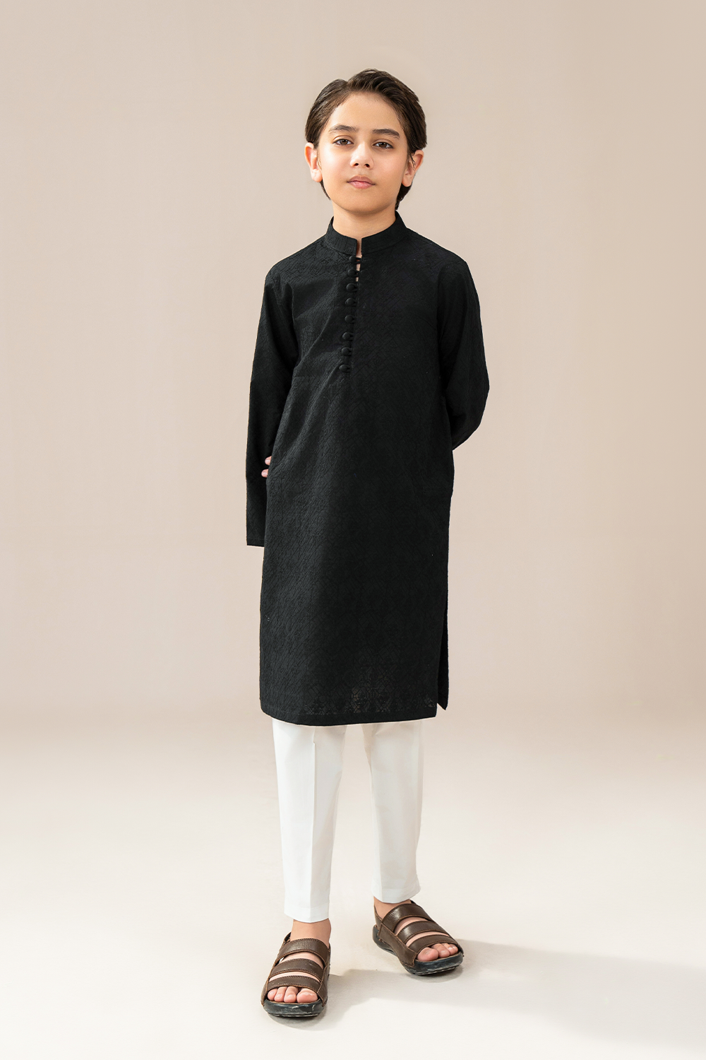 Black Chikankari | Kids-Kurta Trouser