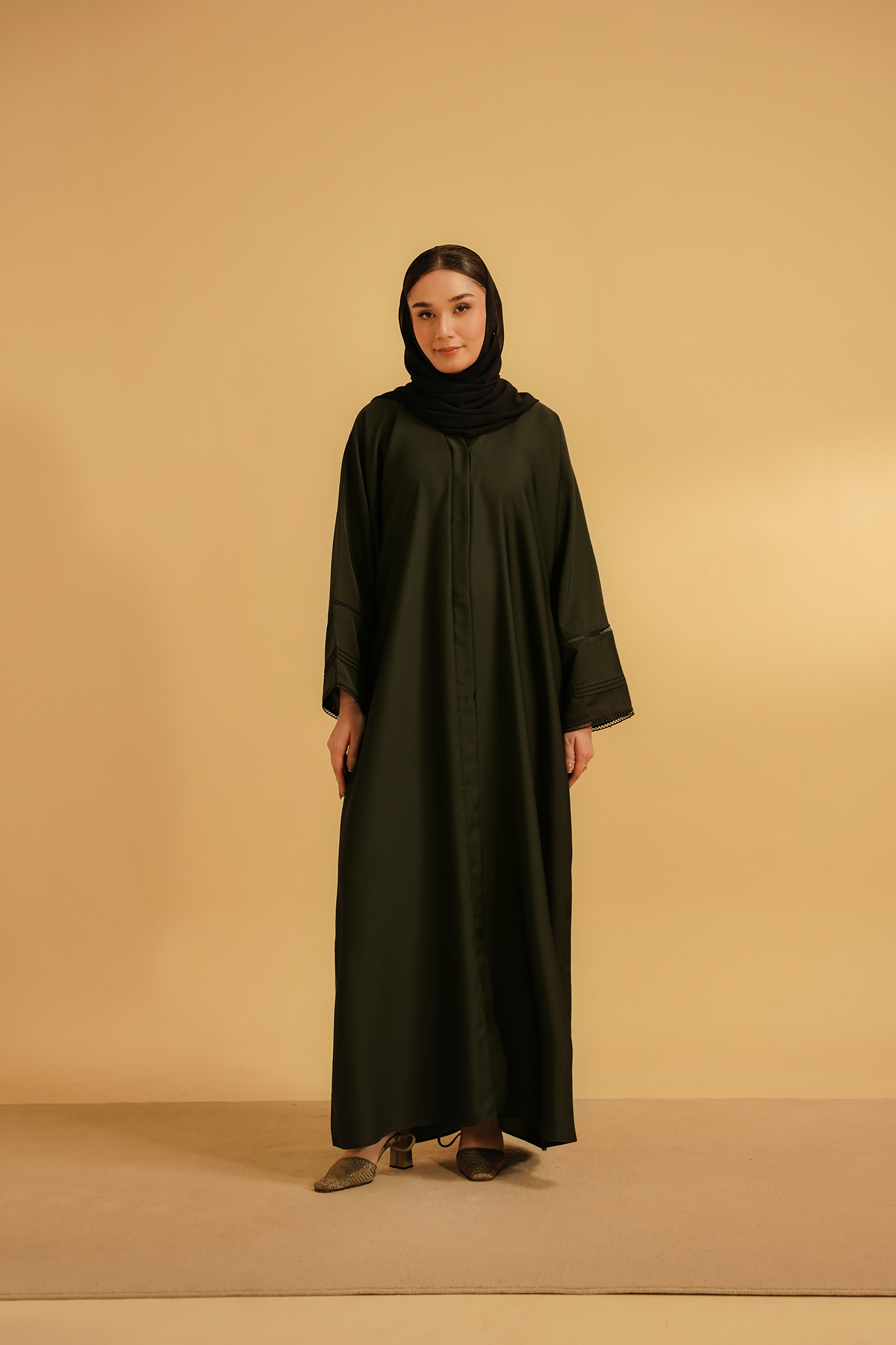 Basic Pleat Abaya | Dark Green