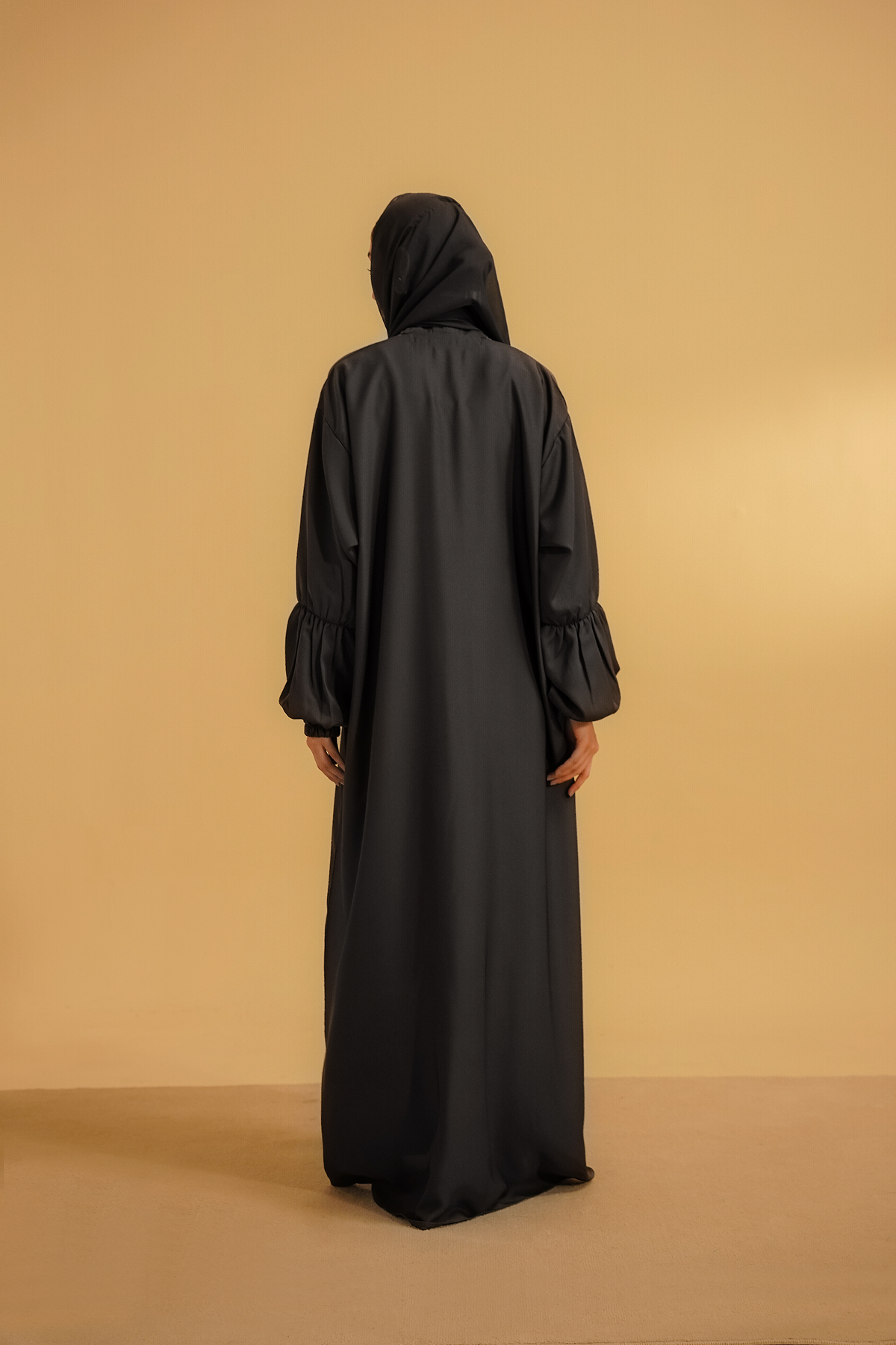 Basic Gathered Sleeves Abaya | Grey