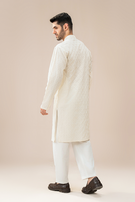 Off-White Chikankari | Kurta Trouser