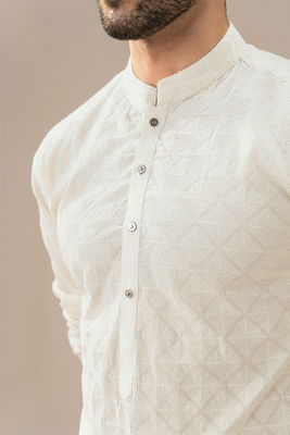 Off-White Chikankari | Kurta Trouser