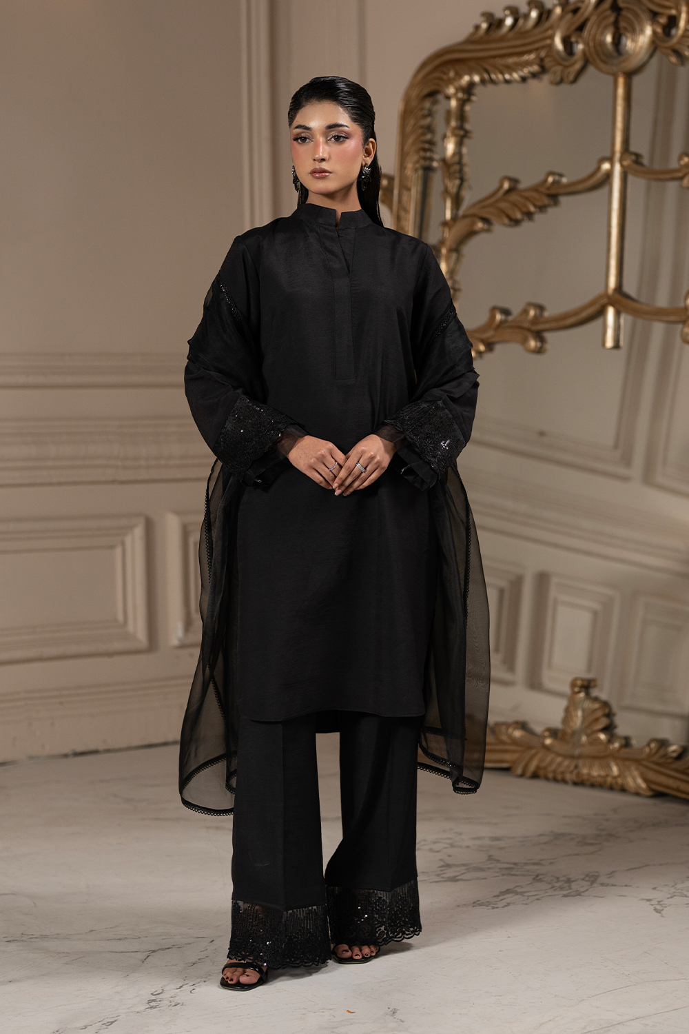 Black Theory | Embroidered Raw Silk