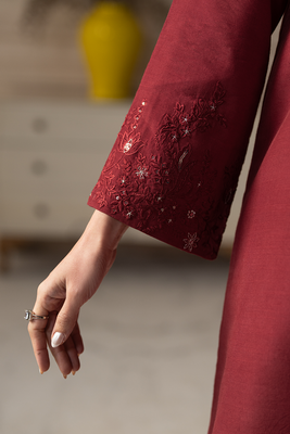 Silk Crimson | Embroidered Raw Silk
