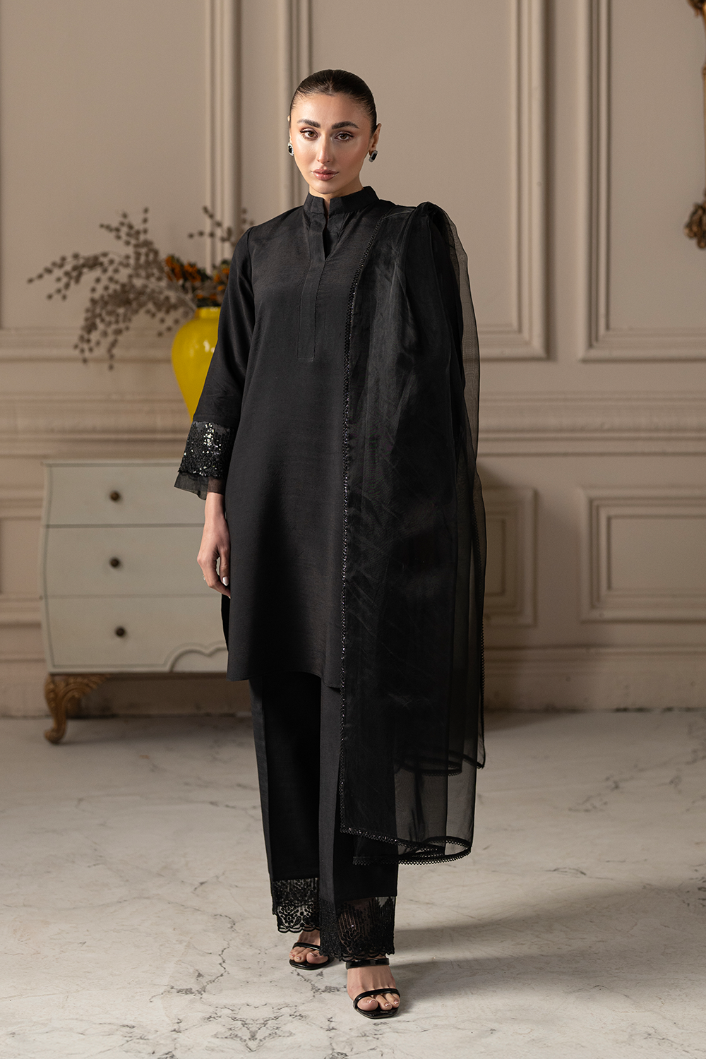 Black Theory | Embroidered Raw Silk