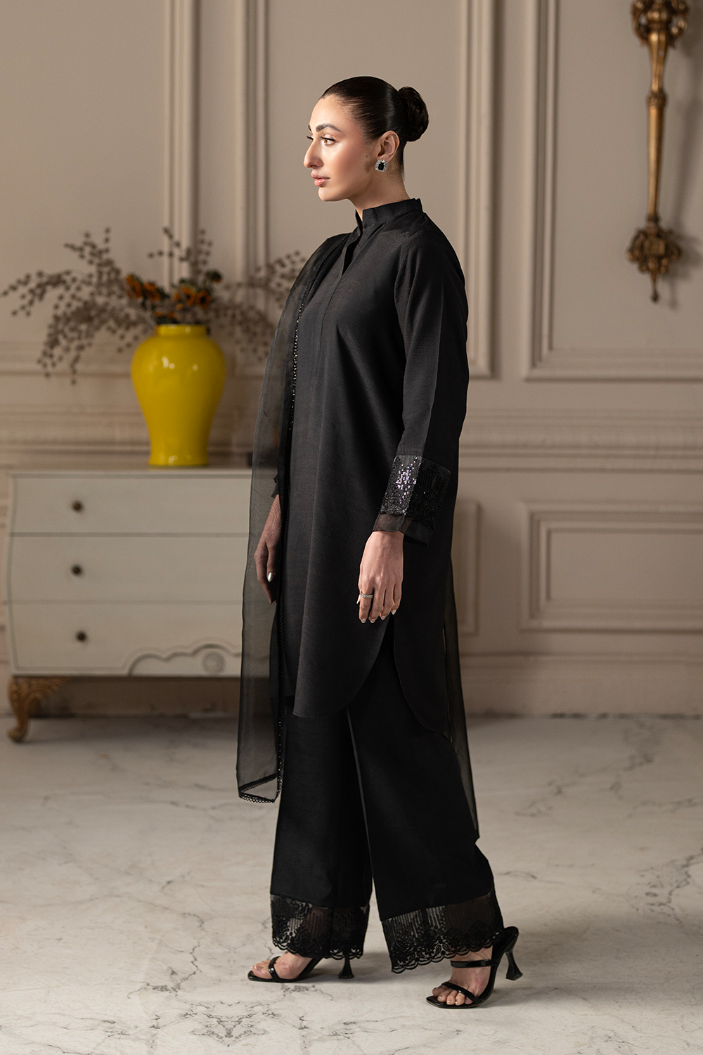 Black Theory | Embroidered Raw Silk