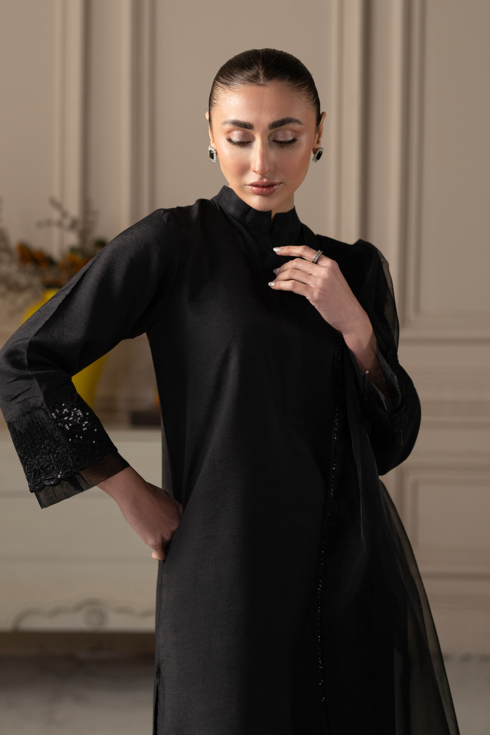 Black Theory | Embroidered Raw Silk