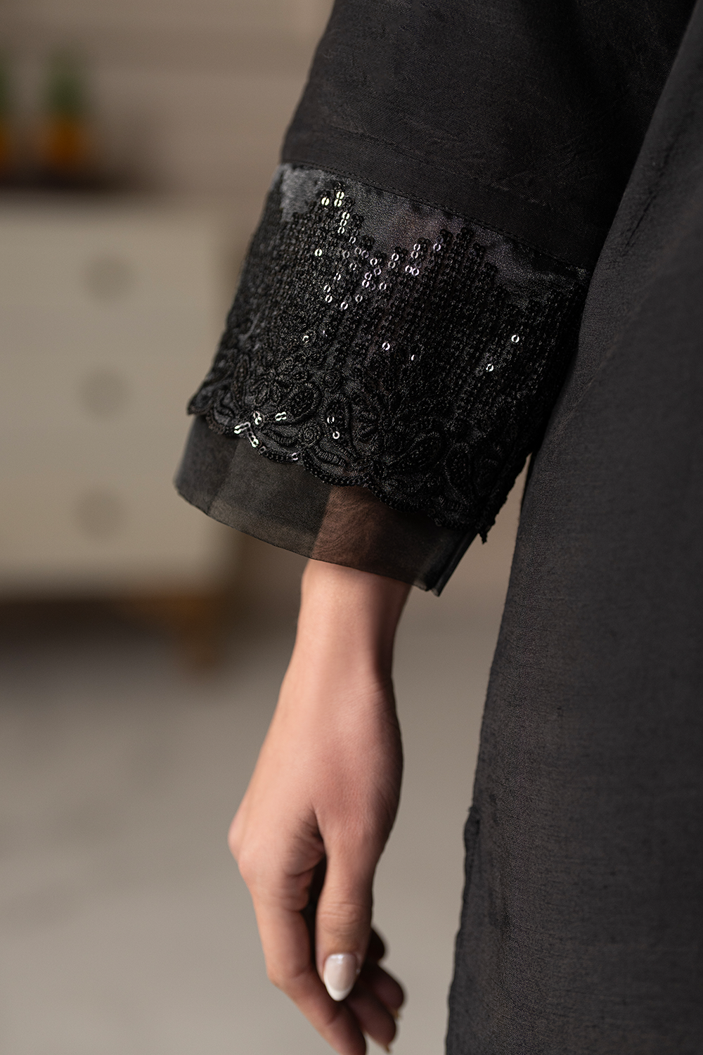 Black Theory | Embroidered Raw Silk