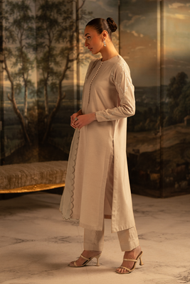 Ivory Veil | Embroidered Raw Silk