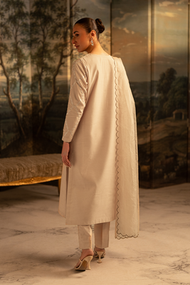 Ivory Veil | Embroidered Raw Silk
