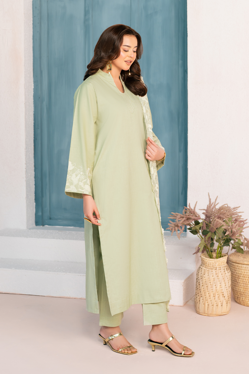 Embroidered 3PC | Mint Green