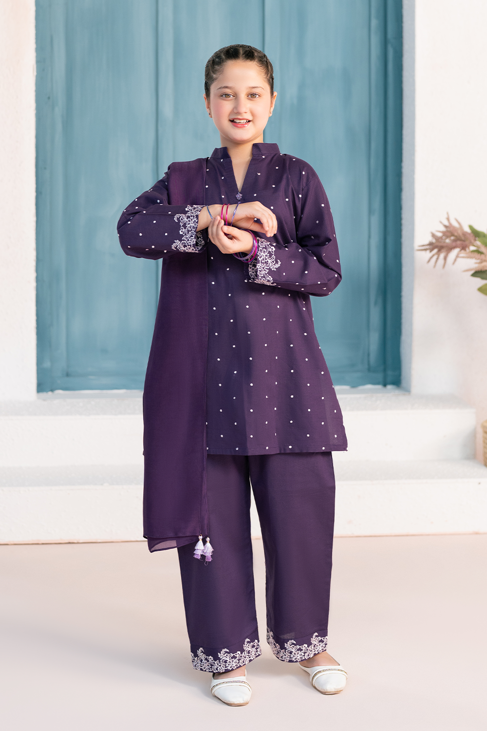 Embroidered 3Pc | Deep Plum