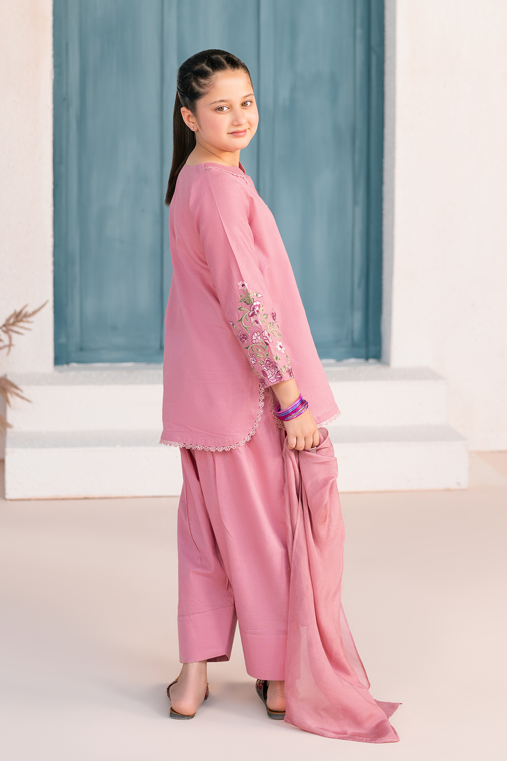 Embroidered 3PC | Dusty Rose