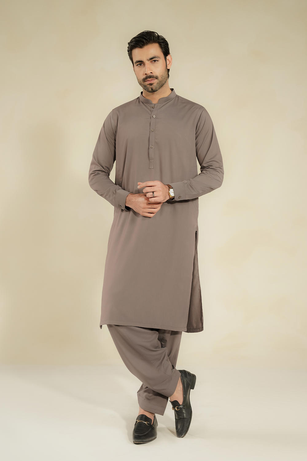 MEN SHALWAR KAMEEZ | TAUPE GREY