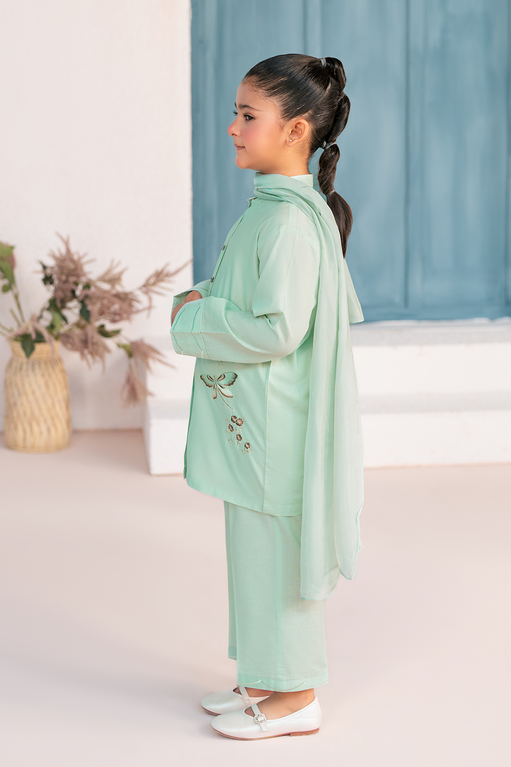 Embroidered 3PC | Seafoam