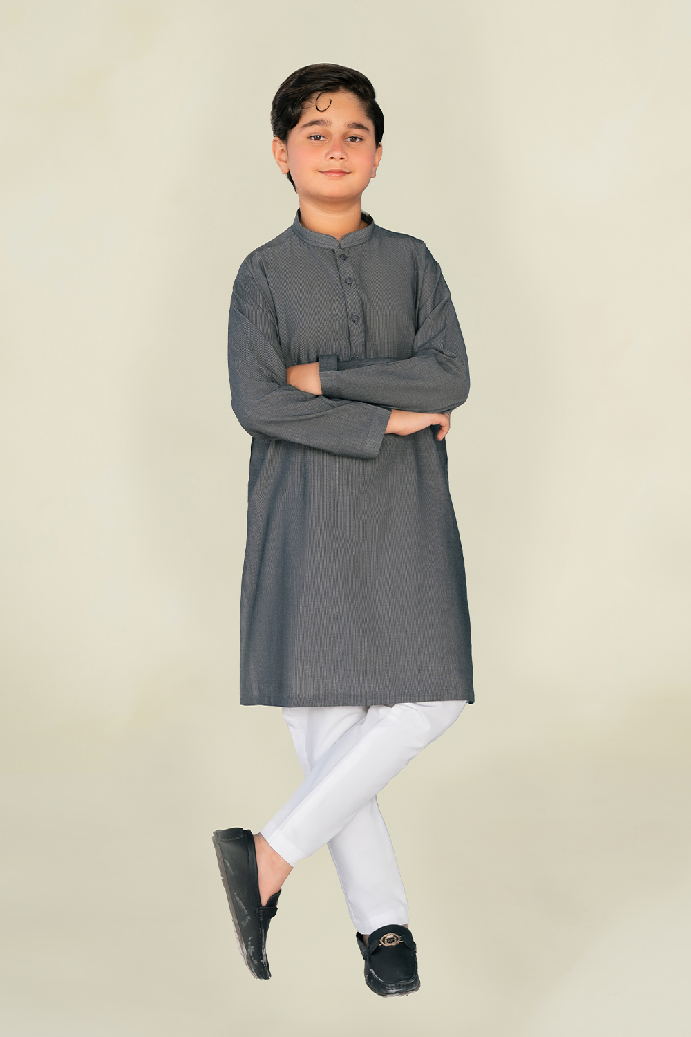 Boys - Kurta Trouser | Charcoal Grey