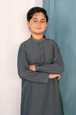 Charcoal Grey | Kids - Kurta Trouser
