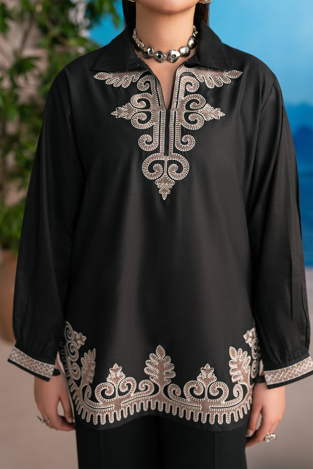 Embroidered Co-ord | Classic Black