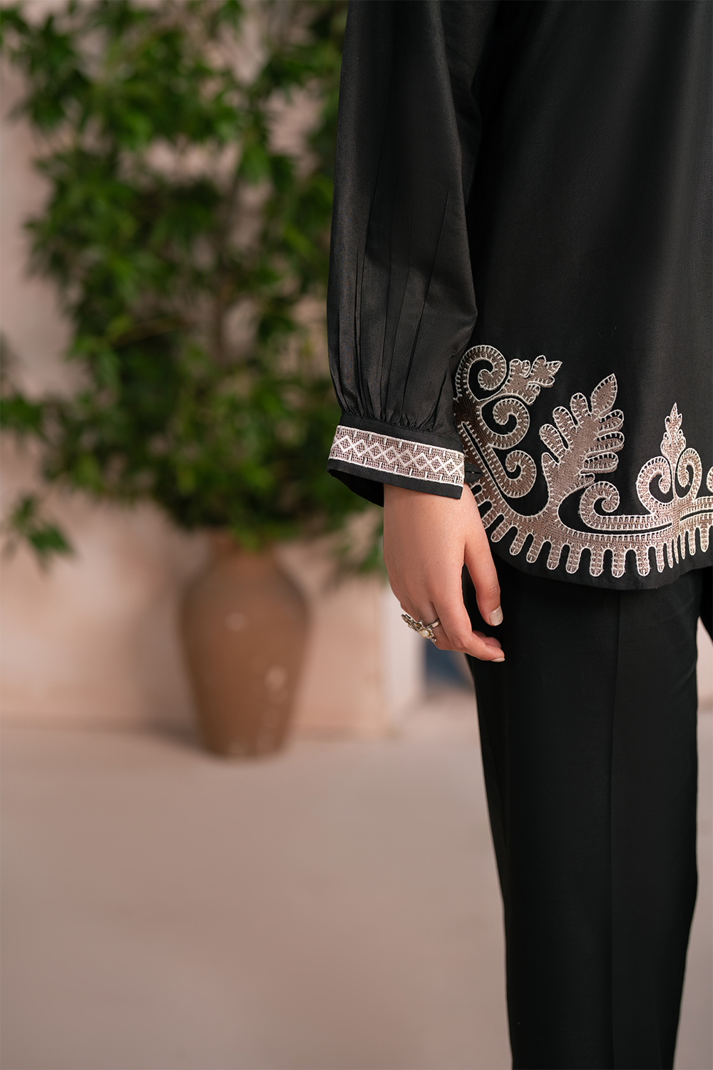 Embroidered Co-ord | Classic Black