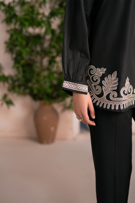 Embroidered Co-ord | Classic Black