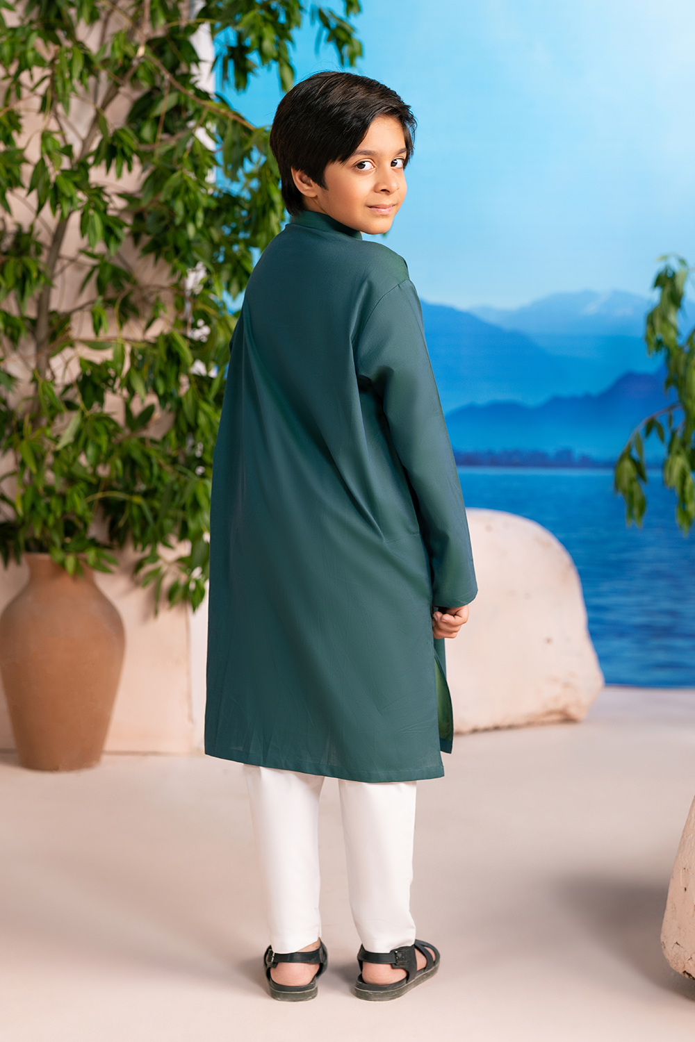 Deep Pine Green | Kids - Kurta Trouser