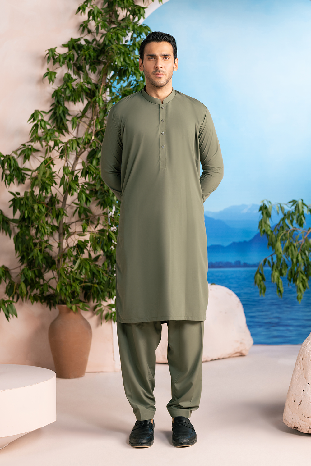 Olive Green | Shalwar Kameez