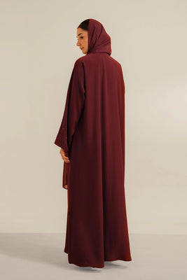 Embellished Abaya Set | Maroon