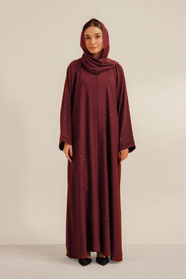 Embellished Abaya Set | Maroon
