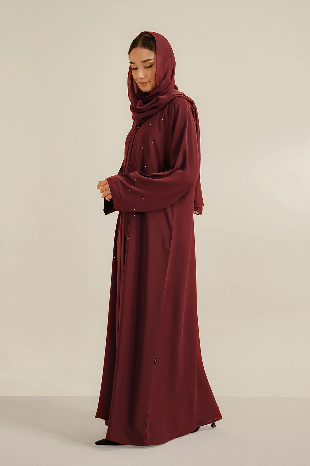 Embellished Abaya Set | Maroon